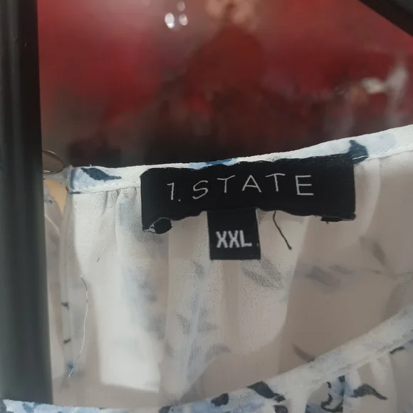 1. State Blue and White Floral Top - Picture 2 of 6